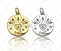 CZ Micro Pave Heart Arrows Eye Star Coin Charm,Sku#L417
