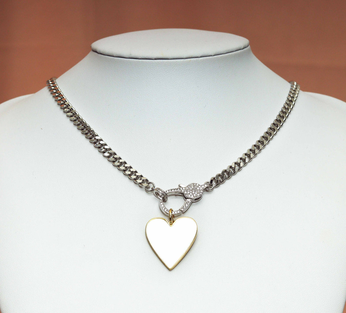Heart Star Cuban Chain Necklace, sku#CL07