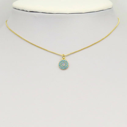 Cute Turquoise CZ Evil Eye Charm, Sku#A190