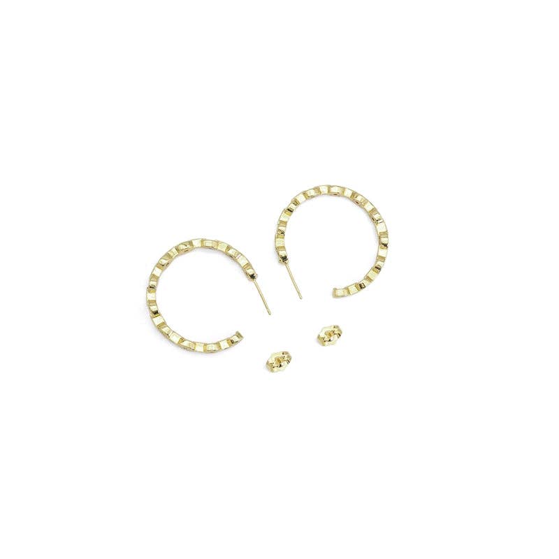 Gold Colorful CZ Hoop Earrings, Sku#LD465