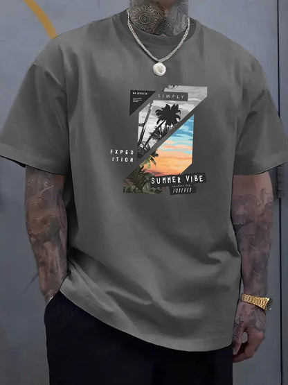 Color-Block Fashion 3D-Printed Summer Mens T-Shirt