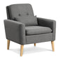 Accent Chair with Lumbar Pillow Natural Rubber Wood Legs Padded Cushions