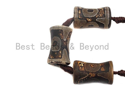 1pc/12pc  Etched Tibetan agate Spool Beads, Dzi Agate Beads, Chunky Tibetan Agate,Dark Brown Agate Beads, 15x22mm, sku# U518