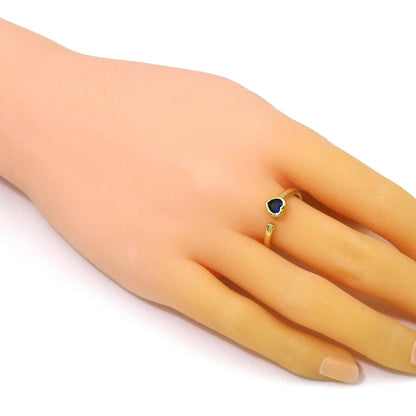 Gold Colorful CZ Heart Adjustable Ring, Sku#JL176