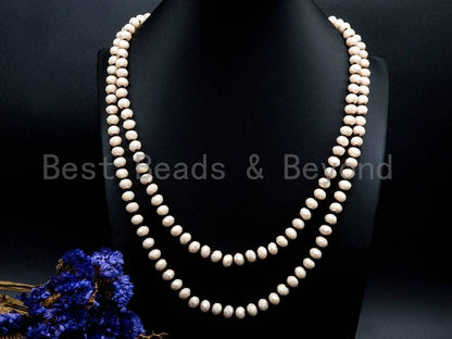 60 inches/36inches Hand-Knotted Beige Crystal Necklace, D5