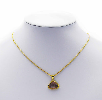 Gemstone Fan shape Charm, Sku#LY10