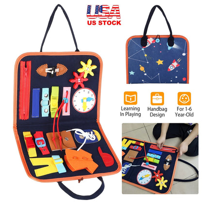 Kids Busy Board Sensory Activity Board Preschool Learning Toys Montessori Educational Gift for 1-6 Years Old Baby Toddler Girls Boys