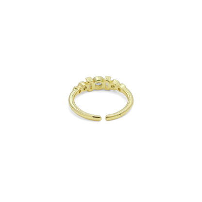 Gold Round Rectangle CZ Adjustable Ring, Sku#LD595
