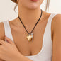 Glossy Heart Bowknot Pendant Necklace