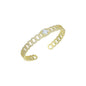 Clear CZ Oval Link Gold with Rectangle Diamond Bangle Bracelet, Sku#LD547