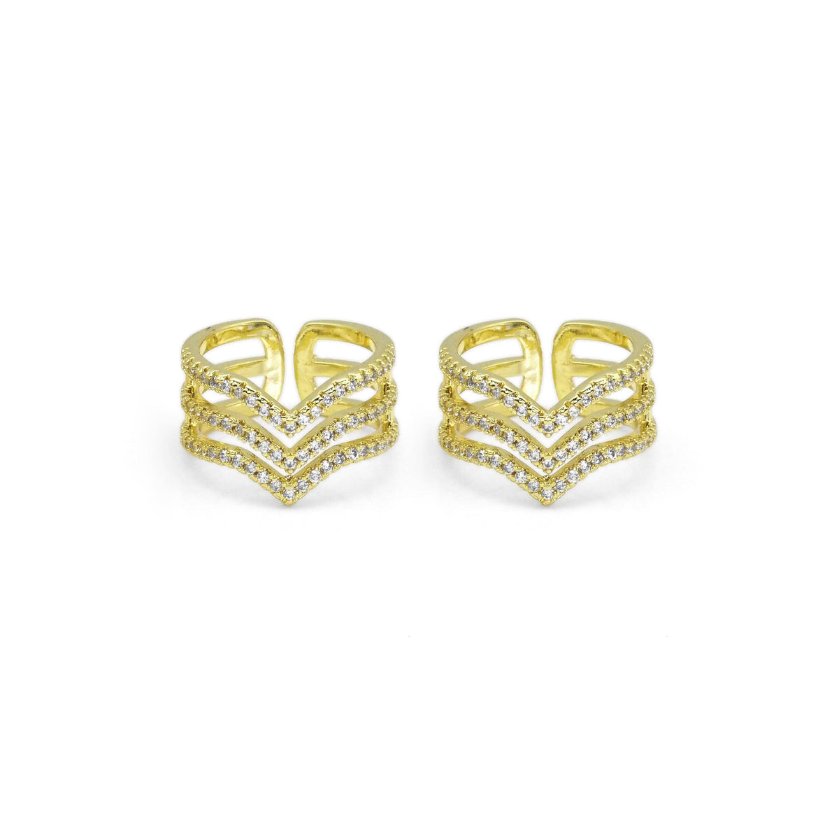Gold CLear CZ Waveline Adjustable Ring, Sku#LD446