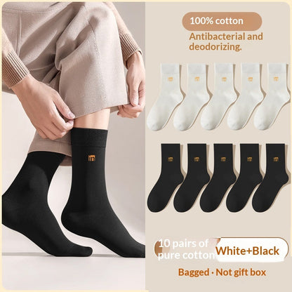 Men's Mid-Calf Deodorizing 100 Cotton Summer Long Socks