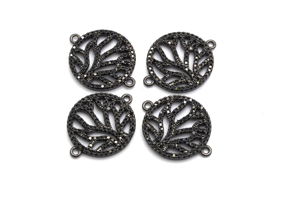 Black CZ flower Connector charm, sku#A92