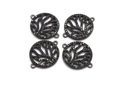 Black CZ flower Connector charm, sku#A92