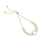 Baguette CZ Heart Sliding Adjustable Bracelet, Sku#A385