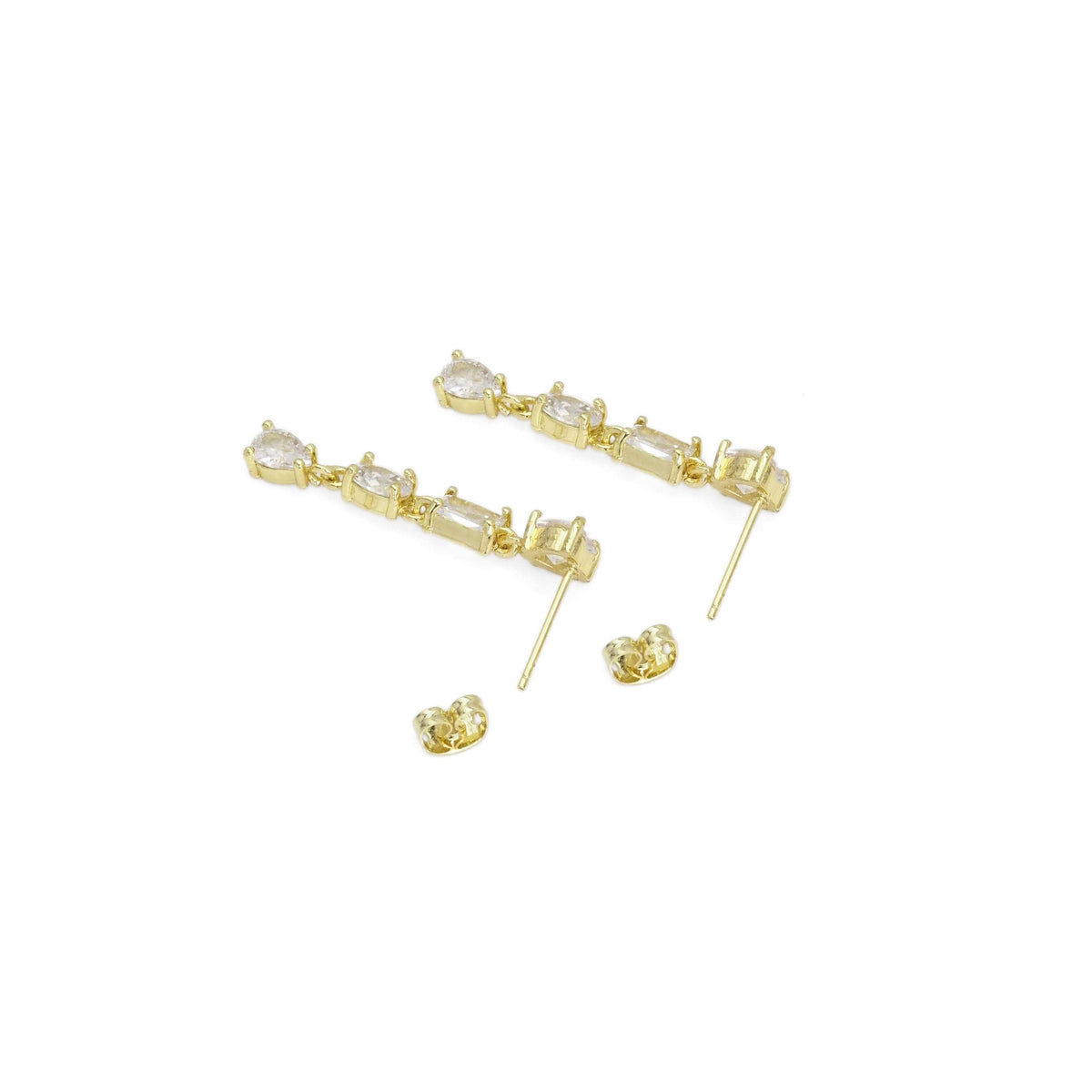 Clear CZ Heart Square Oval Teardrop Shape Dangle Earrings, Sku#LD500