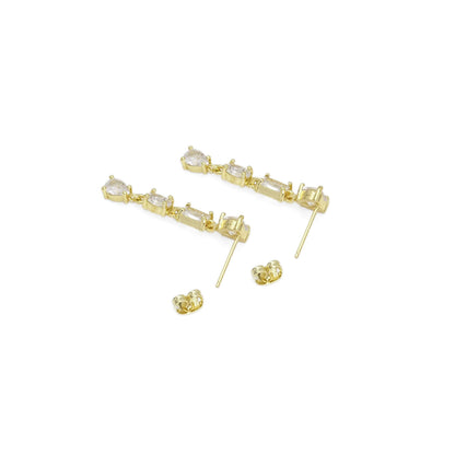 Clear CZ Heart Square Oval Teardrop Shape Dangle Earrings, Sku#LD500