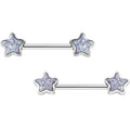 9/16 Clear Gem Glitter Galaxy Star Barbell Nipple Ring Set