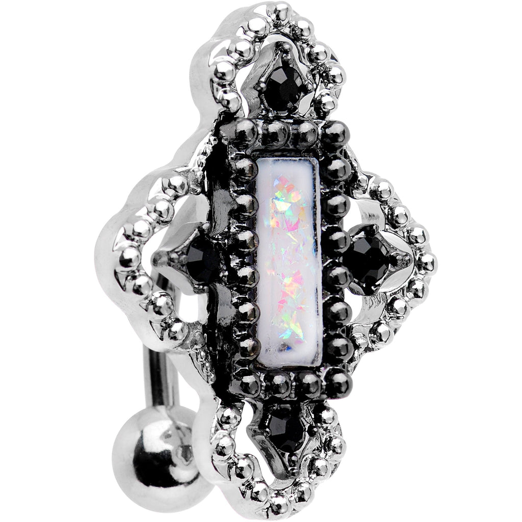 White Gem Confetti Party Pendant Top Mount Belly Ring
