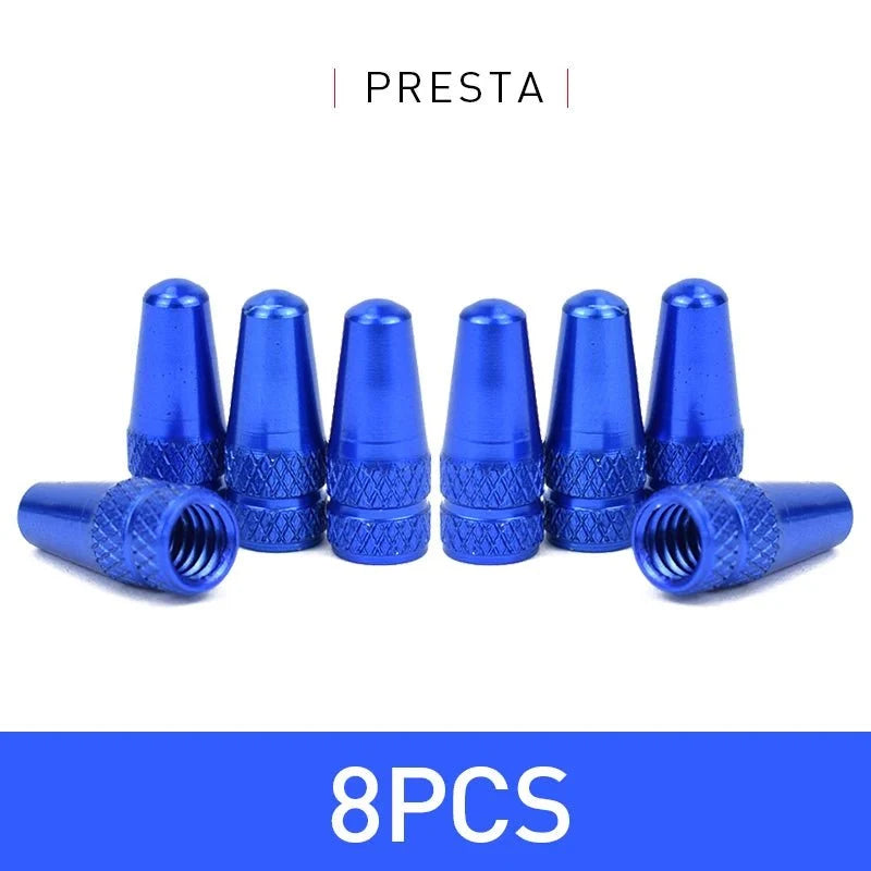 Aluminum Alloy Bike Valve Caps | 8-Piece Pack for Presta and Schrader Valves