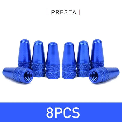 Aluminum Alloy Bike Valve Caps | 8-Piece Pack for Presta and Schrader Valves