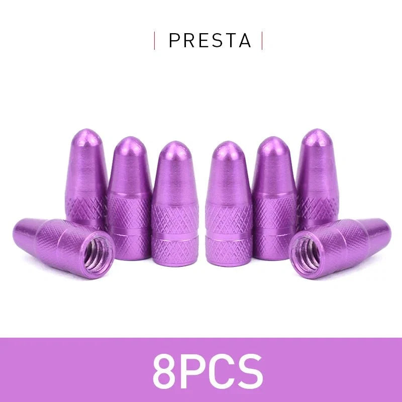 Aluminum Alloy Bike Valve Caps | 8-Piece Pack for Presta and Schrader Valves