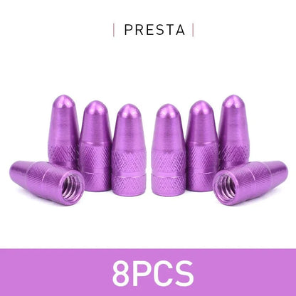 Aluminum Alloy Bike Valve Caps | 8-Piece Pack for Presta and Schrader Valves