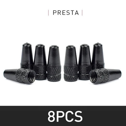 Aluminum Alloy Bike Valve Caps | 8-Piece Pack for Presta and Schrader Valves
