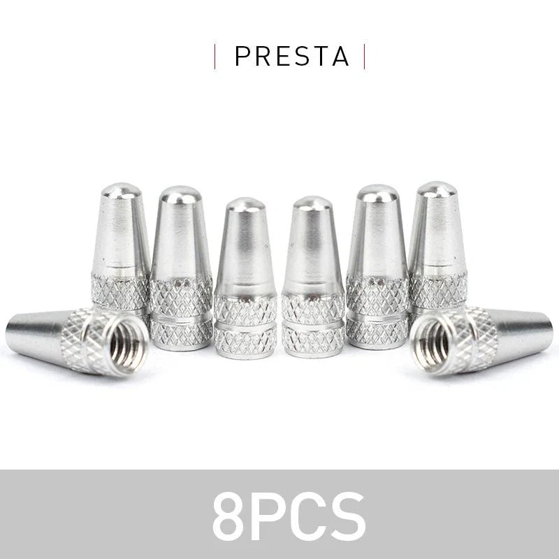Aluminum Alloy Bike Valve Caps | 8-Piece Pack for Presta and Schrader Valves