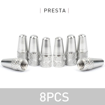 Aluminum Alloy Bike Valve Caps | 8-Piece Pack for Presta and Schrader Valves