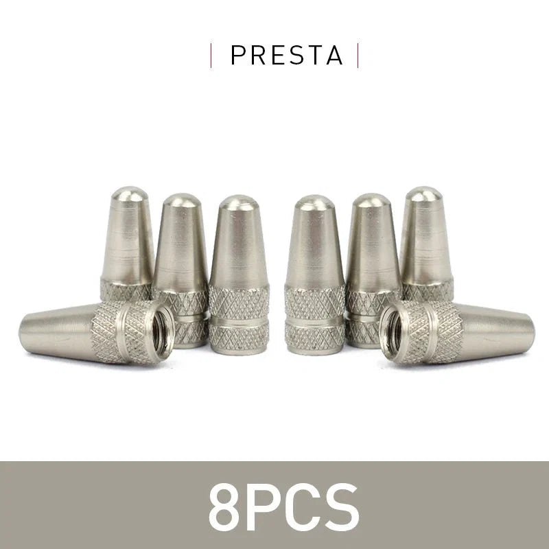 Aluminum Alloy Bike Valve Caps | 8-Piece Pack for Presta and Schrader Valves
