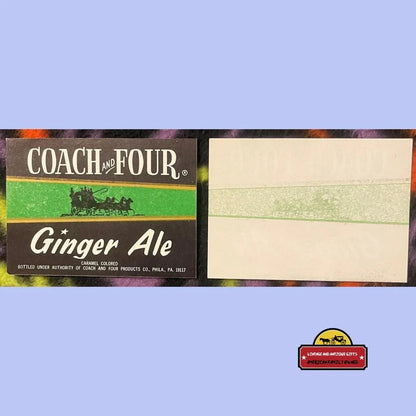 Vintage 1960s Stage Coach and Four Ginger Ale Soda Beverage Label, Philadelphia, PA 🥤