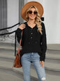 Autumn and winter new solid color hooded button loose long sleeved top