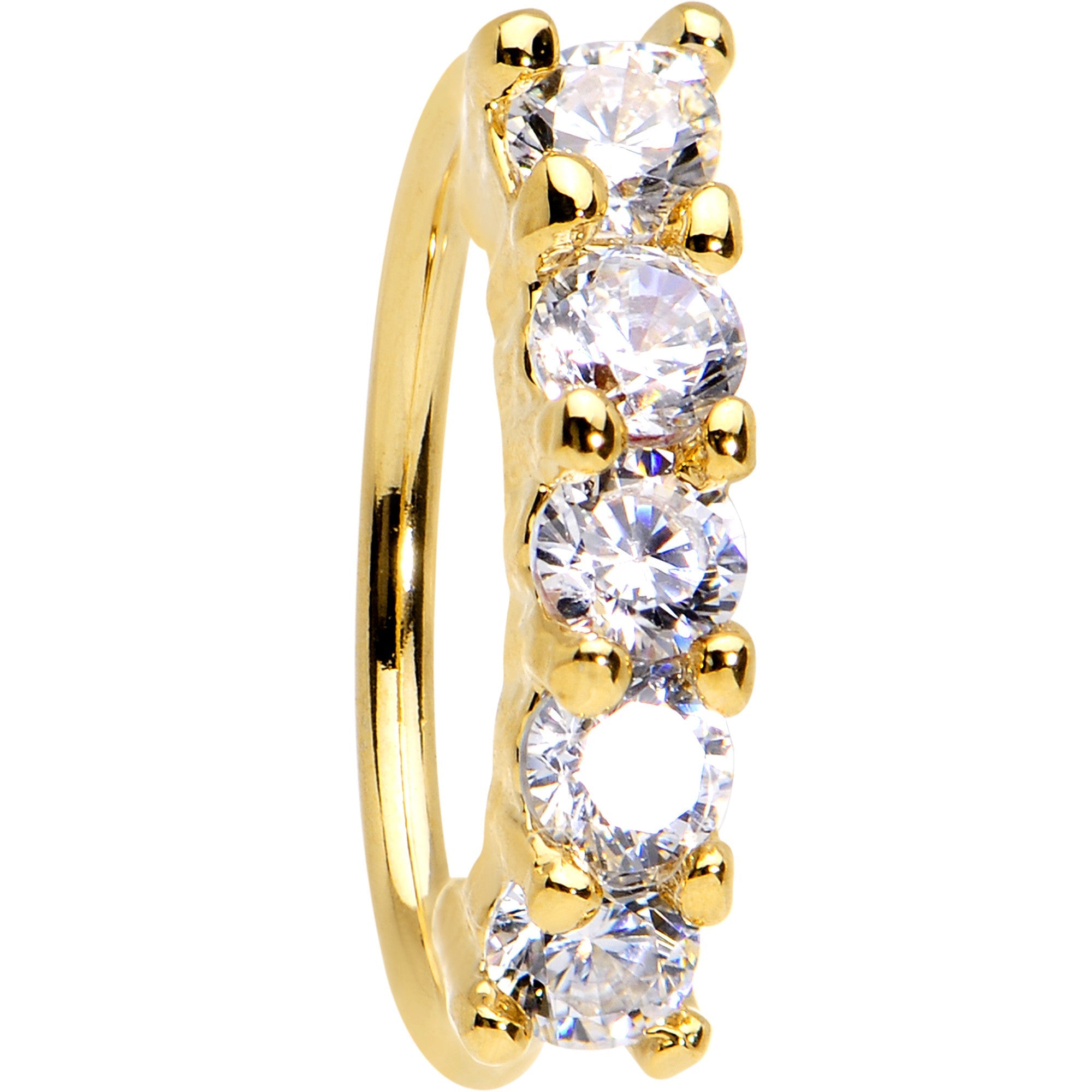 20G 5/16 Clear CZ Gold IP Quintet Seamless Circular Nose Ring