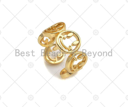 CZ Gold Smiley Face Adjustabe Ring, Sku#LD42