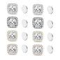 Magnetic CZ Square Halo Stud Earrings for Men Women, Non-Piercing Clip On Studs, Square Cubic Zirconia Stainless Steel
