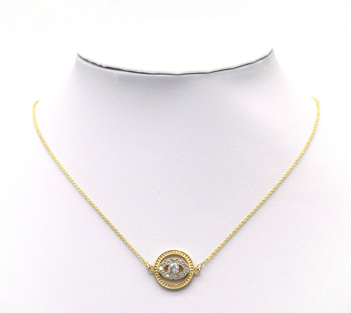 Big CZ Evil Eye Round Charm, Sku#LK665