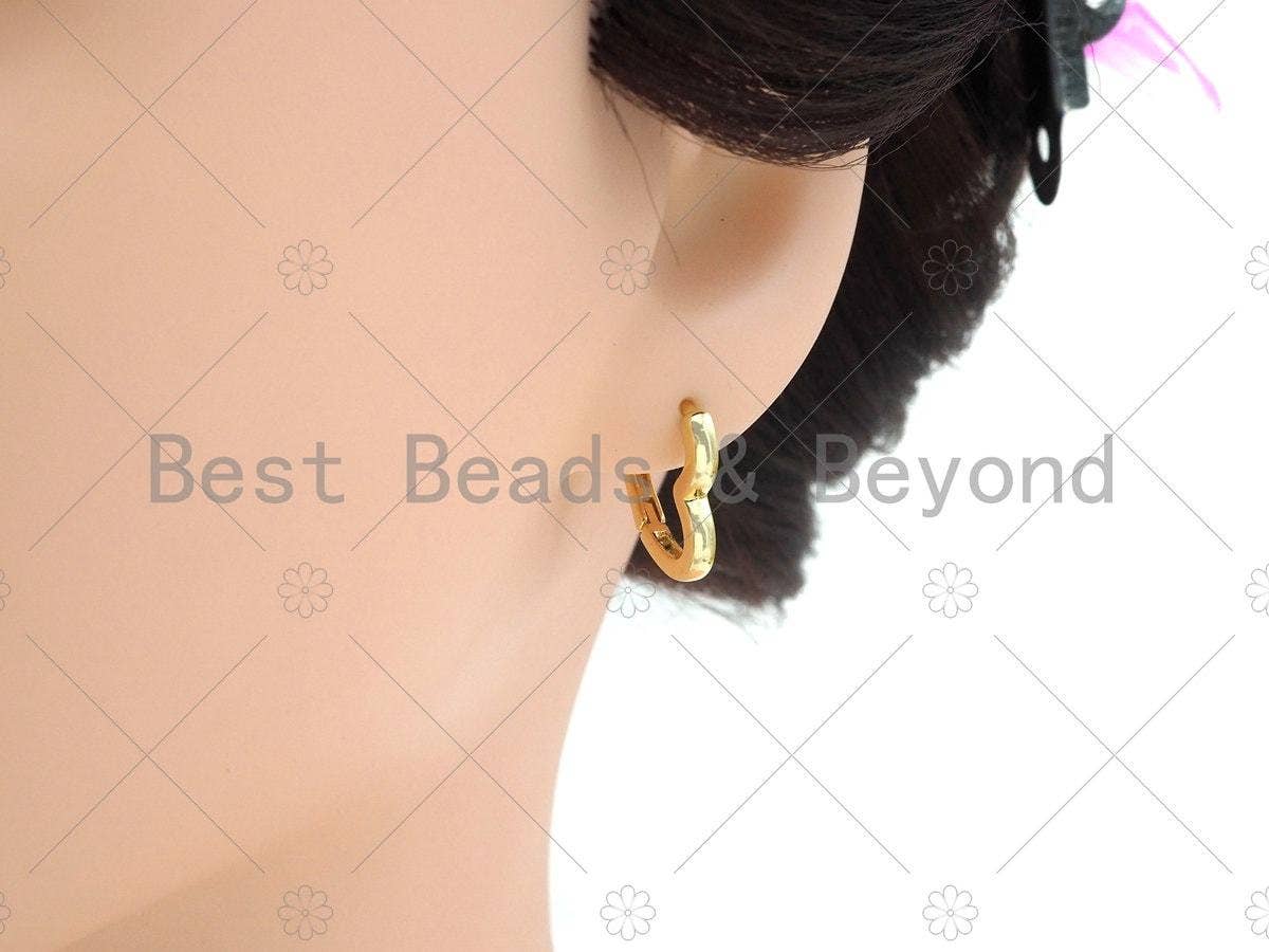 Gold Heart Shape Huggie Earring, Sku#LD59