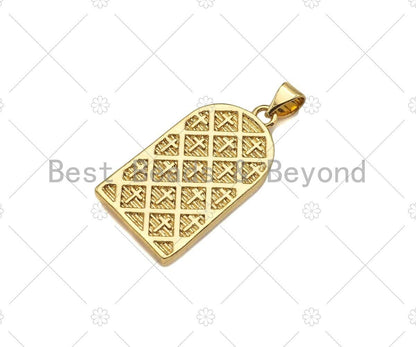 CZ Micro Pave Virgin Mary On Arched Door Shape Pendant/Charm,Cubic Zirconia Charm, 14x27mm, Sku#LD28