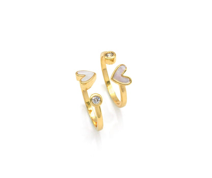 Gold Pearl Heart Dot Adjustable Ring, Sku#X372