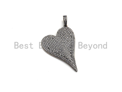Antique Silver Tone Heart Pendant, X132