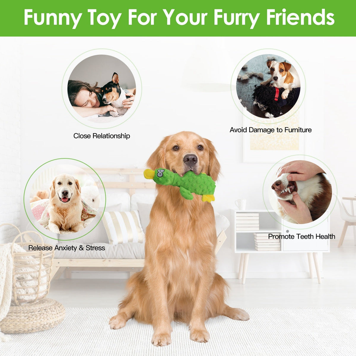 Duck-Shaped Plush Toy with Squeaky Ball for Dogs