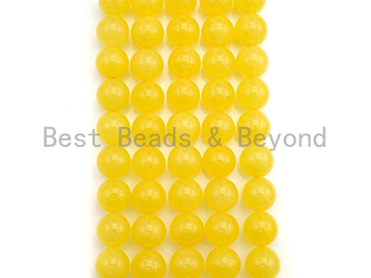 Natural Yellow Jade Round Smooth Beads,  6mm/8mm/10mm/12mm,