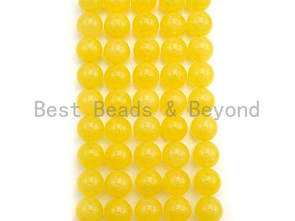 Natural Yellow Jade Round Smooth Beads,  6mm/8mm/10mm/12mm,