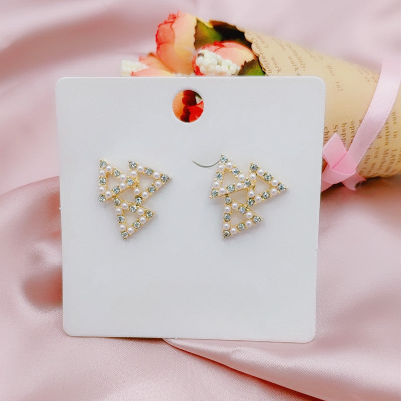Geometry Rhinestone Triangle Stud Earrings