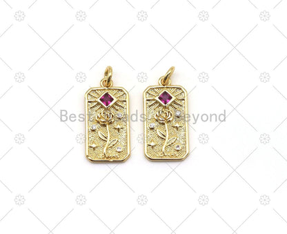 CZ Rose Flower Charm, Sku#LK536