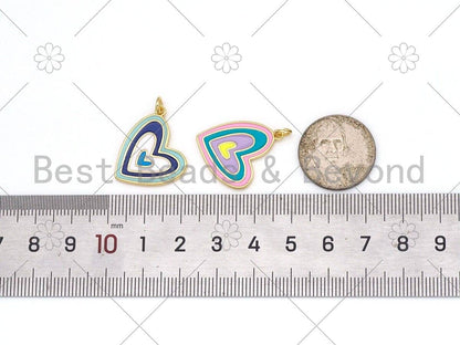 Colorful Enamel Heart Shape Pendant, duddle heart Charm Pendant,Sku#L627