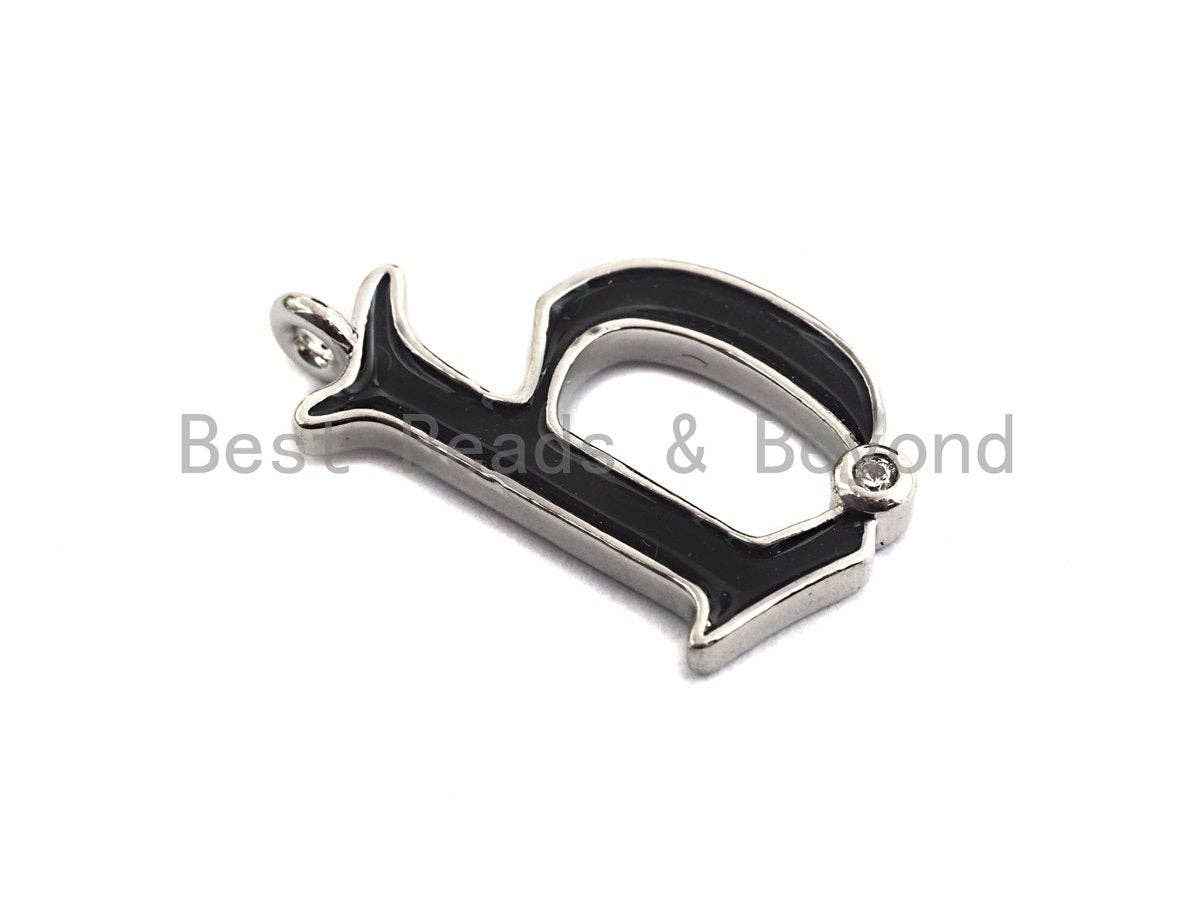 Enamel pave alphabet letter, Alphabet Charms, Initial Alphabet Letters, Custom Naming Pendants, Initial Letter b Pendant,13x23mm,sku#B124