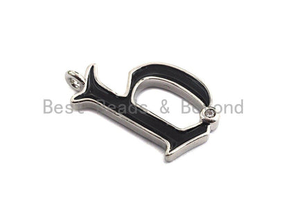 Enamel pave alphabet letter, Alphabet Charms, Initial Alphabet Letters, Custom Naming Pendants, Initial Letter b Pendant,13x23mm,sku#B124