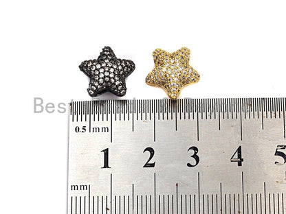 CZ Micro Pave Five Point Puffy Star Spacer Beads, sku#C105